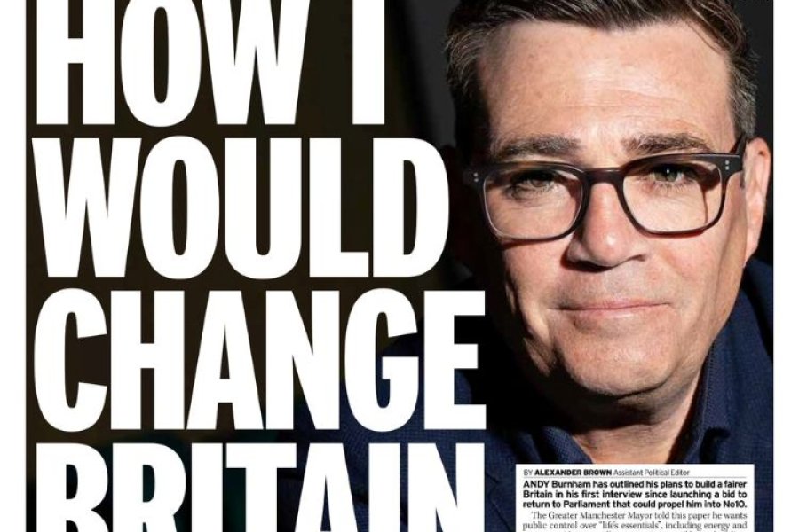Andy Burnham sets out his stall in the Sunday Mirror ahead of a potential run for the Labour leadership.
